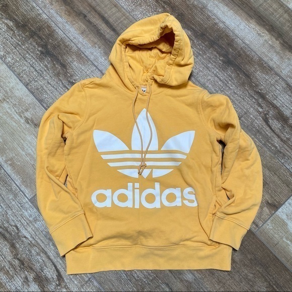 adidas Tops - Adidas | Yellow & White Logo Hoodie